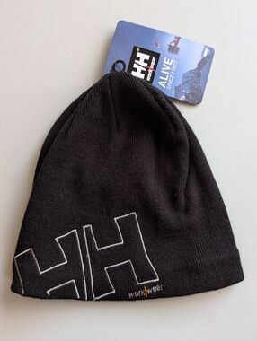 Helly Hansen Black Beanie Hat with White Logo